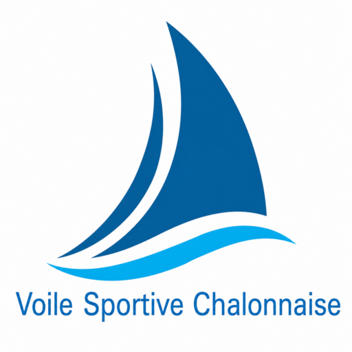 Logo Voile Sportive Chalonnaise Logo de la Voile Sportive Chalonnaise avec une voile bleue stylisée.